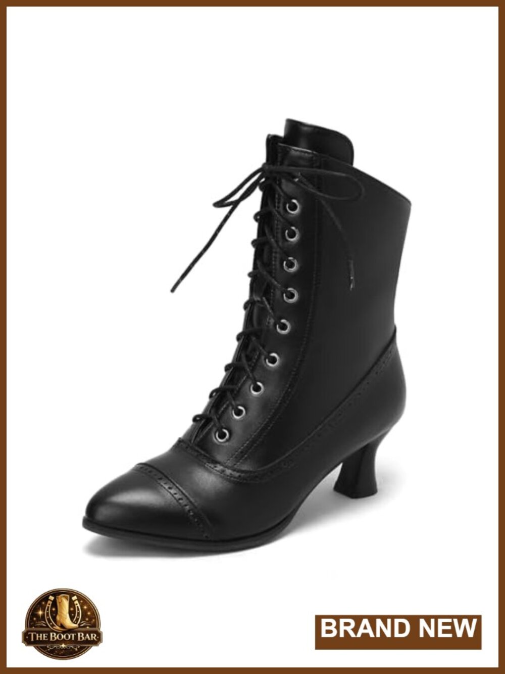 Victorian Lace Up Ankle Boots Pointed Toe Kitten Heel Women